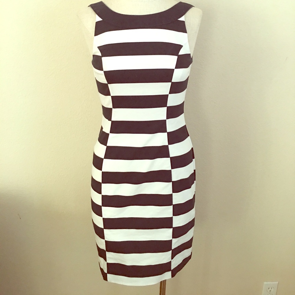 H&M Navy White Summer Sheath Dress